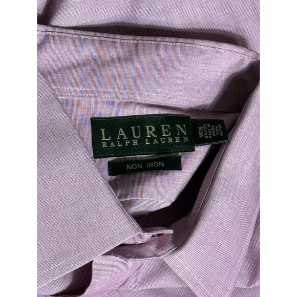 Lauren Ralph Lauren Button Up Men's 16.5 34/35  Pink Classic Fit Non Iron Cotton - Picture 4 of 7